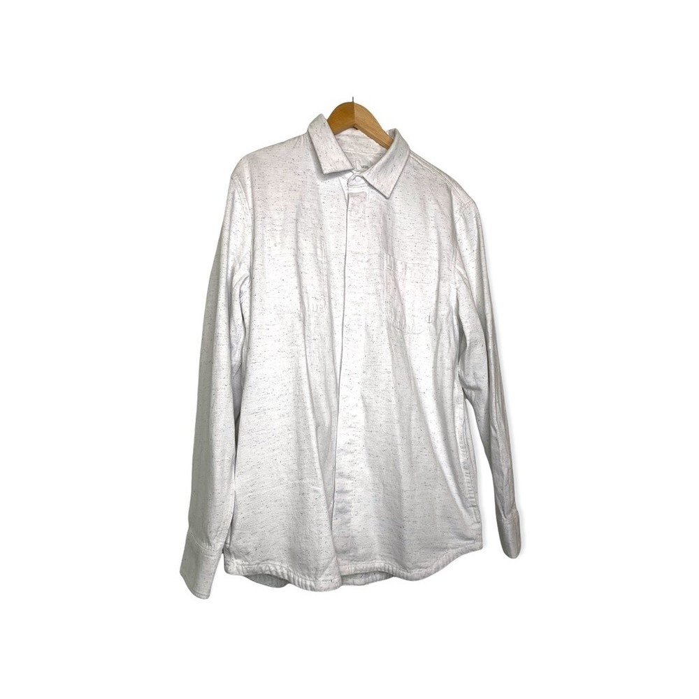 Vans Mens Button Up Shirt White Space Dye Long Sleeve Classic Fit Jacket Thick L